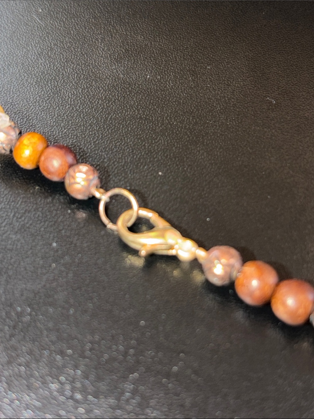 Handmade Brown and Coral Shell Pendant Necklace - Picture 7 of 8